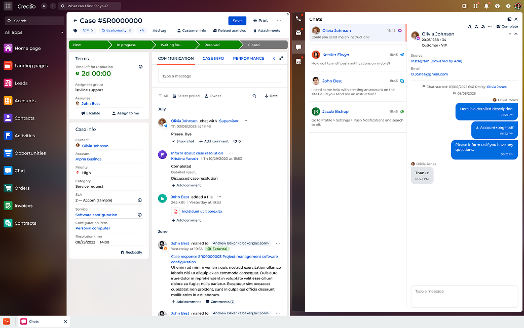 Omnichannel Communication Feature in Creatio CRM