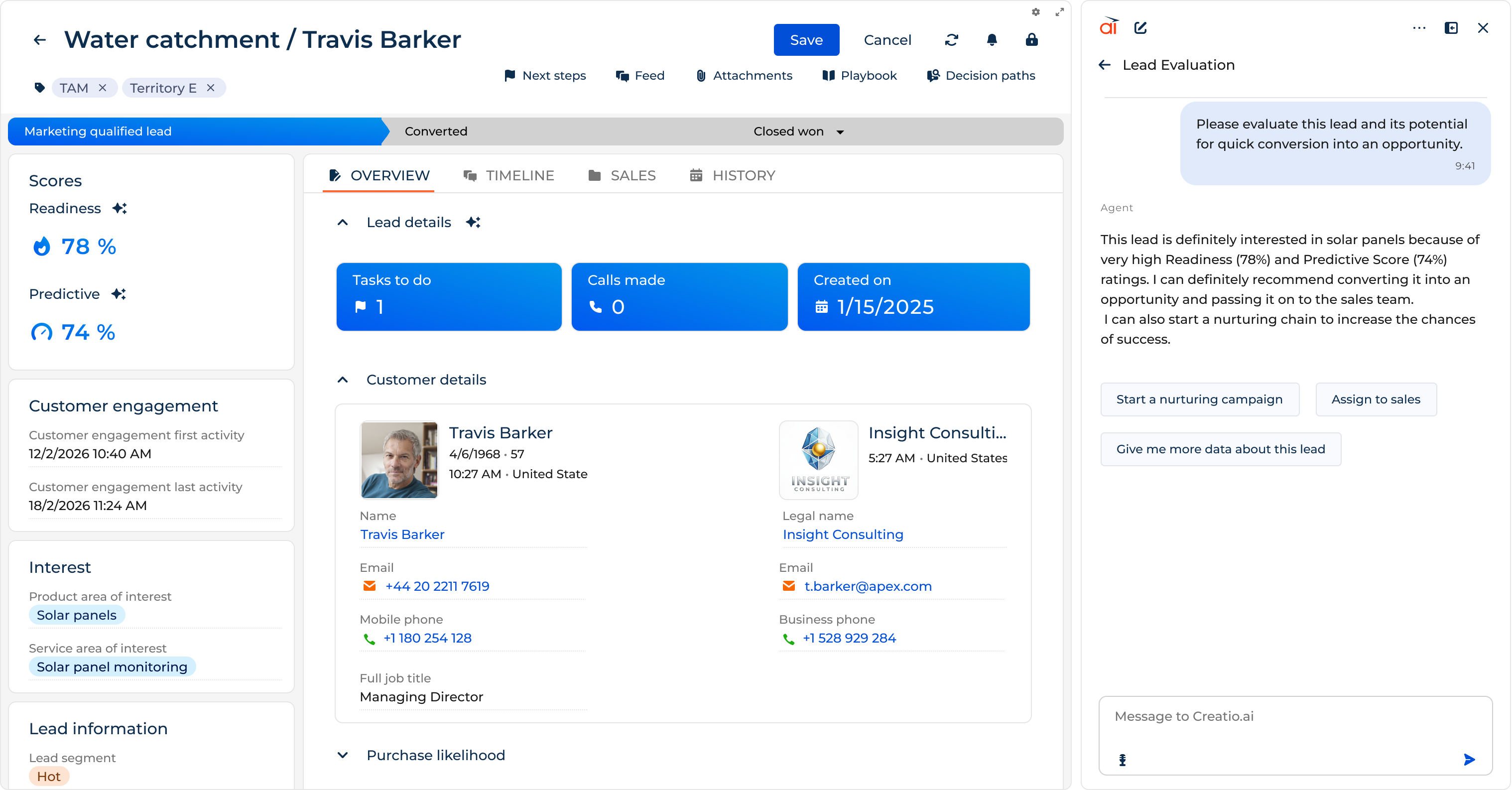 Lead Management feature in Creatio CRM