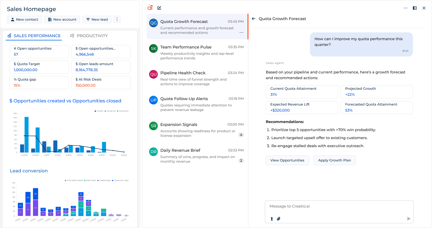 Sales Forecasting feature in Creatio CRM