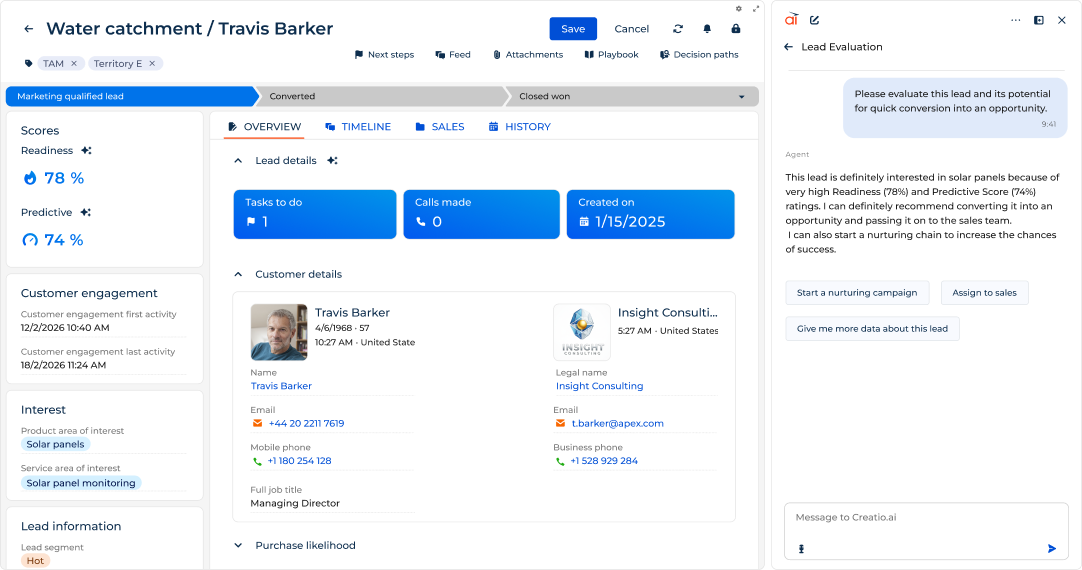 Operation Efficiency in Creatio B2B Sales Software